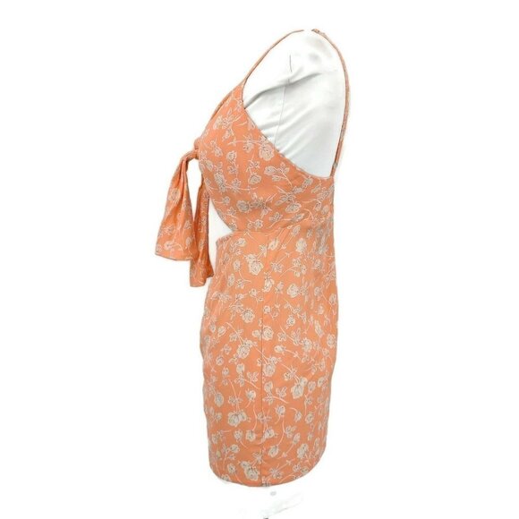 New Blue Life Twilight Tie Front Mini Dress Womens XS Blushing Garden Peach - Picture 5 of 8